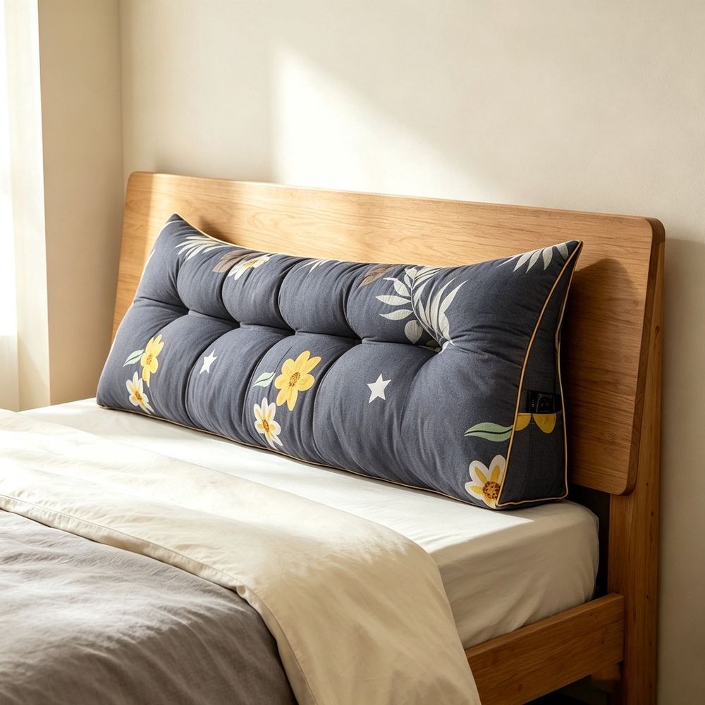 Triangular Wedge Headboard Pillow with Removable Cover, Back Support Bolster for Sitting Up in Bed Reading, Body Positioning Bedrest Cushion with Side Pocket, Comfortable Home Pillow Twin 39.3Inch