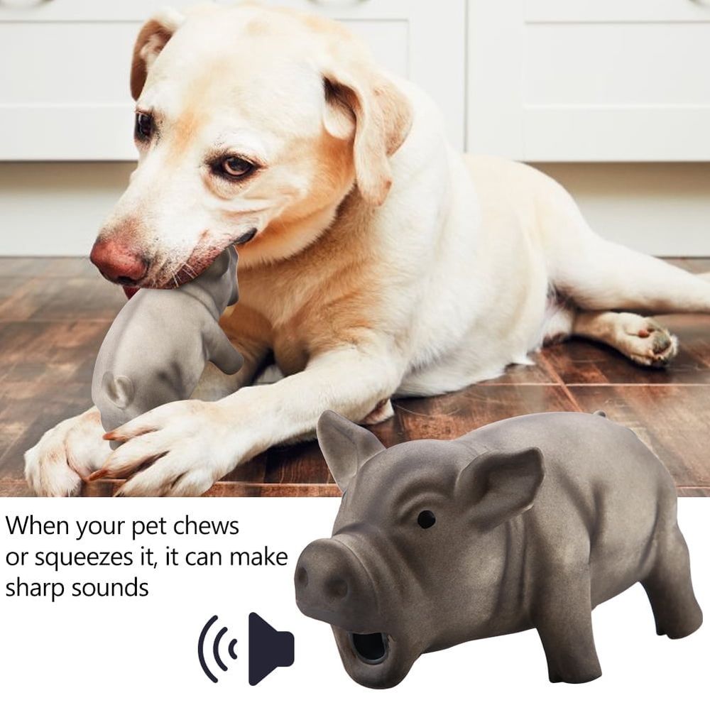 Cute Pig Grunting Squeak Latex Pet Chew Toys for Dog Puppy Toy(Black)