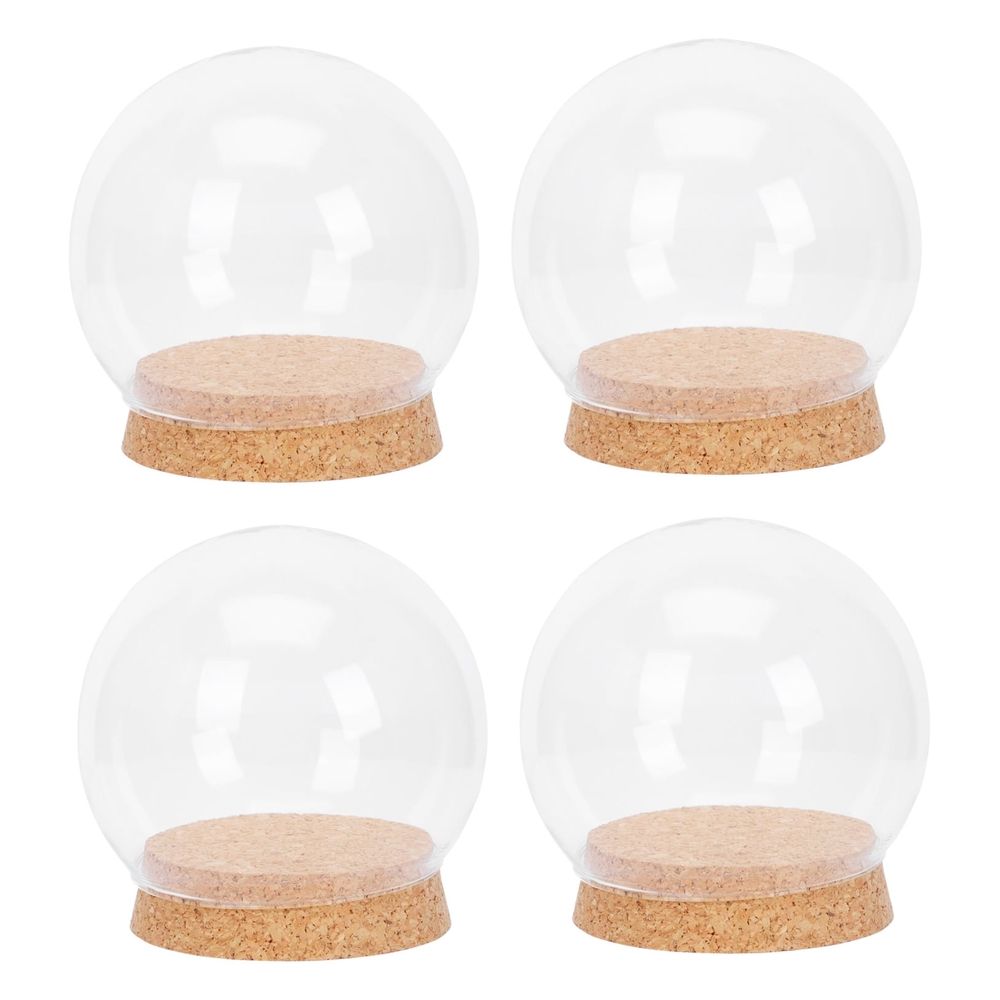 Clear Eternal Flower Glass Cover in Khaki with Cork for Decorative Use 4Pcs