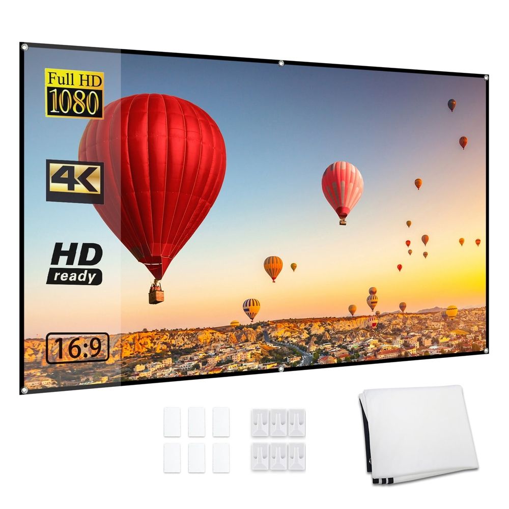 72-inch Portable HD Projector Screen 16:9 Projection Screen Foldable Wall Mounted For Outdoor Movies Home Theater Office