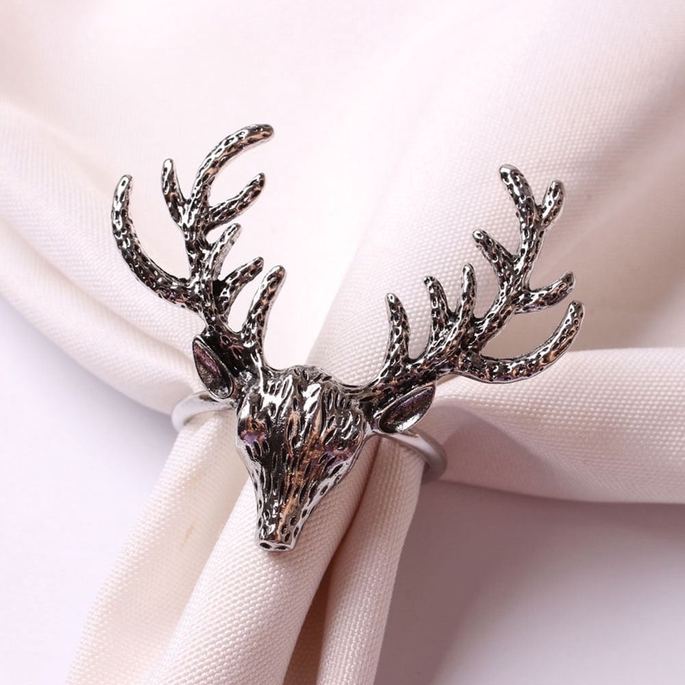 Set of 4 Deer Napkin Holders Christmas Table Decor Holiday Party Accessories Xmas Dining Decoration