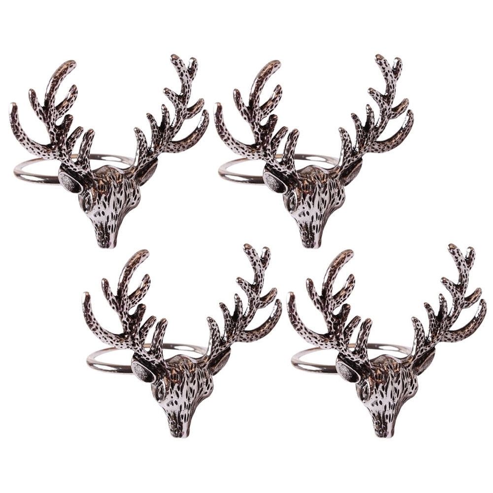Set of 4 Deer Napkin Holders Christmas Table Decor Holiday Party Accessories Xmas Dining Decoration