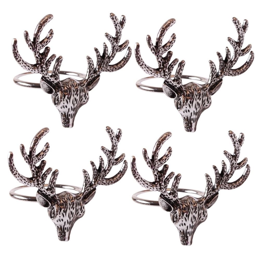 Set of 4 Deer Napkin Holders Christmas Table Decor Holiday Party Accessories Xmas Dining Decoration