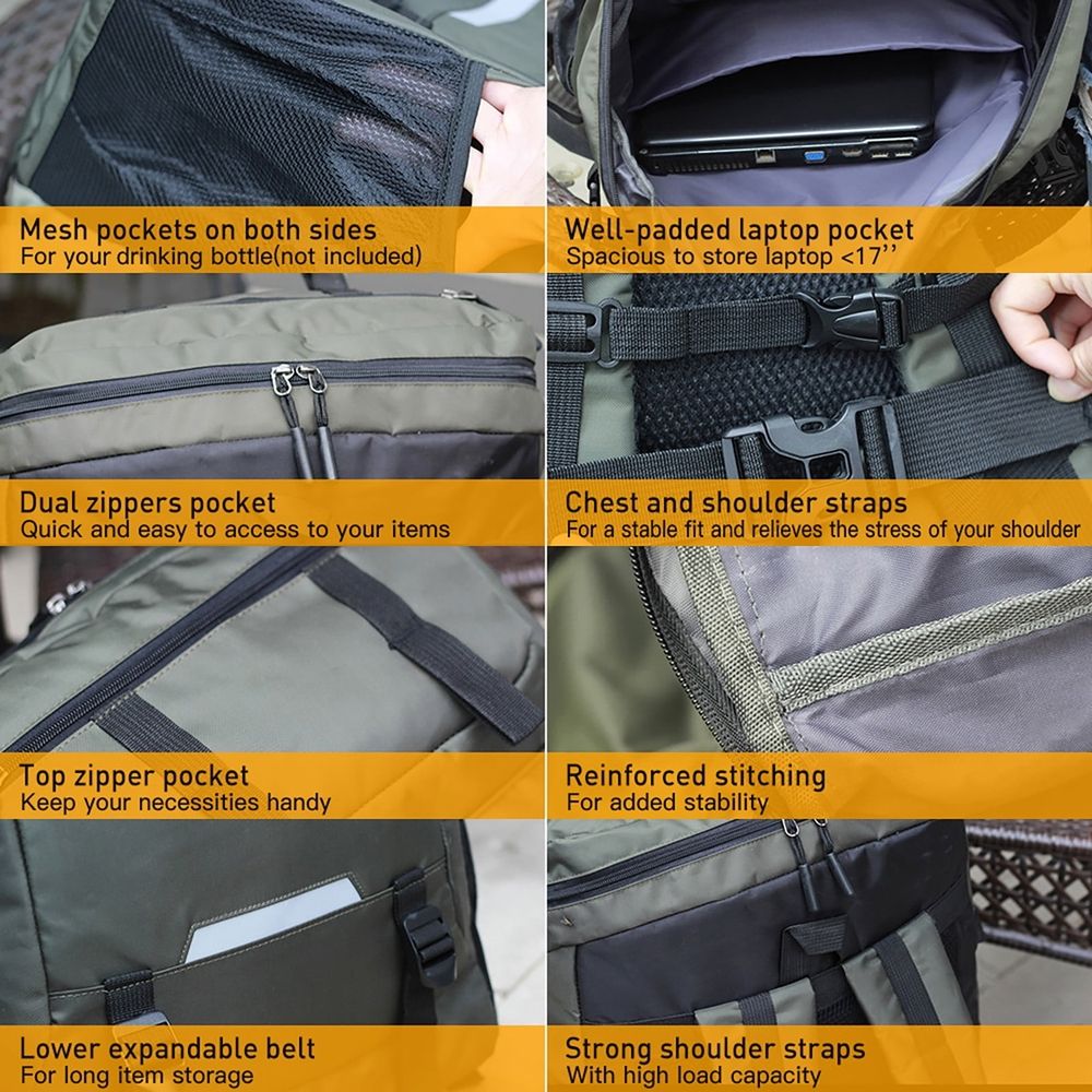 Capacity 80L Mountaineering Backpack Waterproof Outdoor Running Bag Bag Large Capacity Riding Bag Breathable Jogging Travel Daypack Bag For Riding Running Hiking Camping