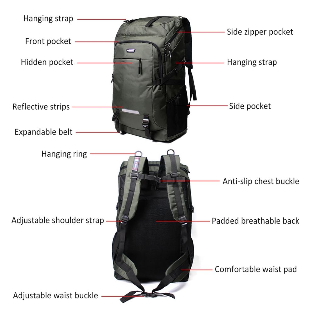 Capacity 80L Mountaineering Backpack Waterproof Outdoor Running Bag Bag Large Capacity Riding Bag Breathable Jogging Travel Daypack Bag For Riding Running Hiking Camping