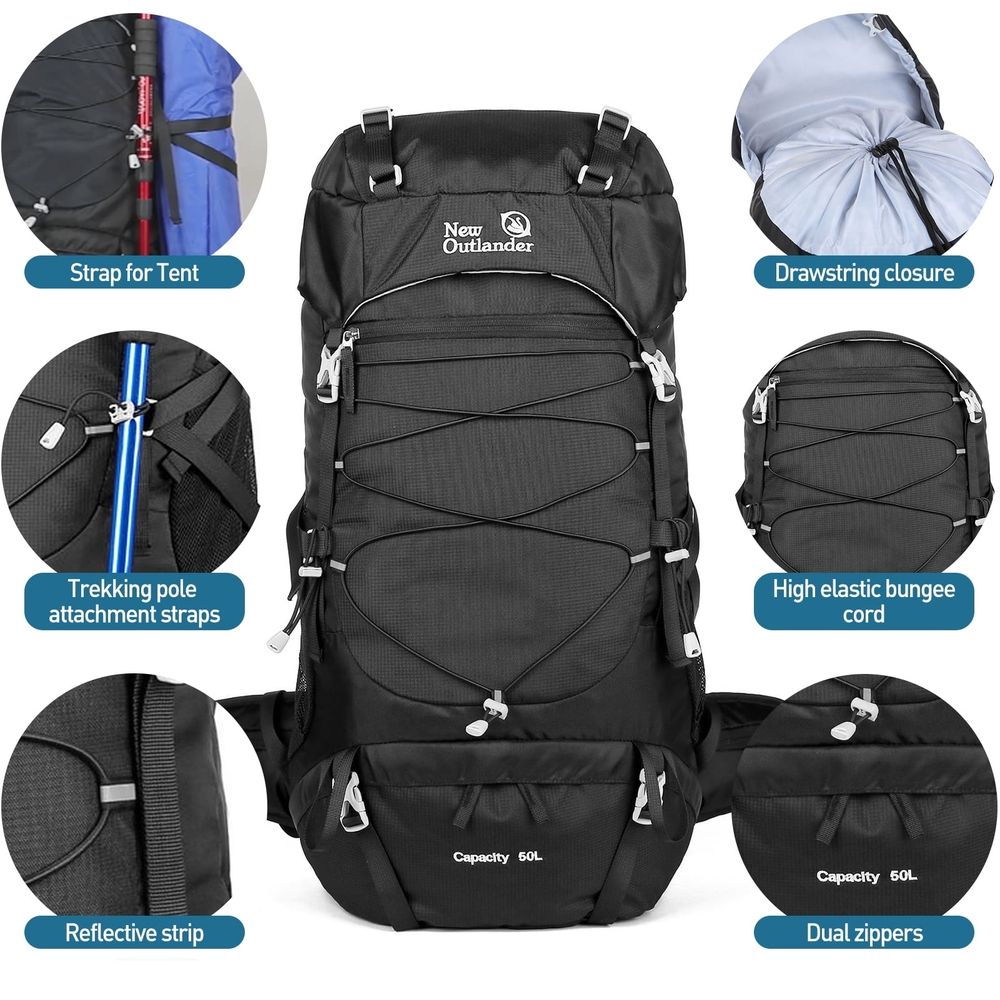 50L Waterproof Hiking Backpack Travel Camping Mountaineering Backpack Outdoor Sport Daypack Bag