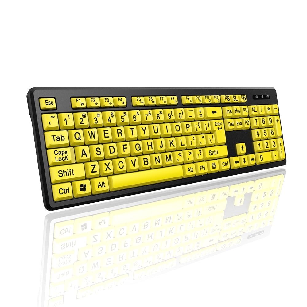 Keyboard Wired Keyboard - Yellow Large Character Keyboard For Elderly,High Compatibility USB Plug-and-Play Large Key Design, High Contrast, Quiet Typing, -proof And Fast