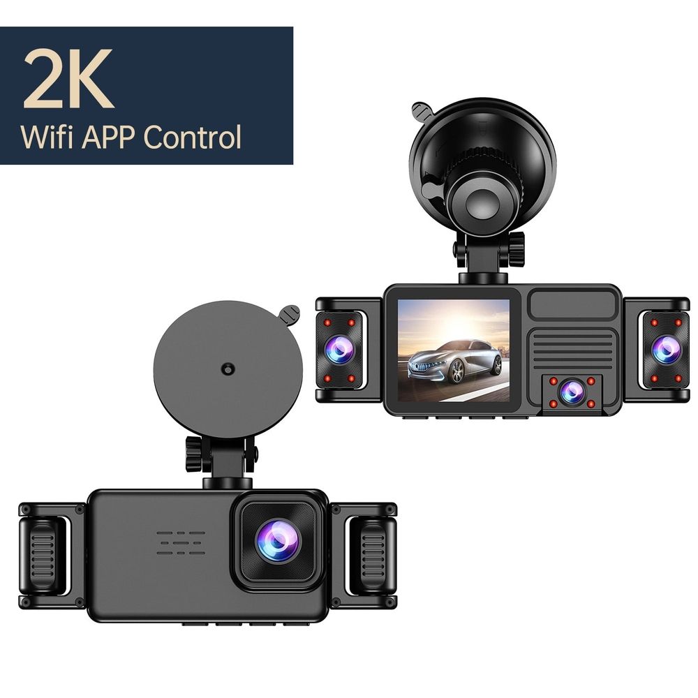 Cam Front and Rear Car 2K Dash Cam 5 Channel 360° View Car Camera with Night Sight WDR Parking Mode Loop Recording