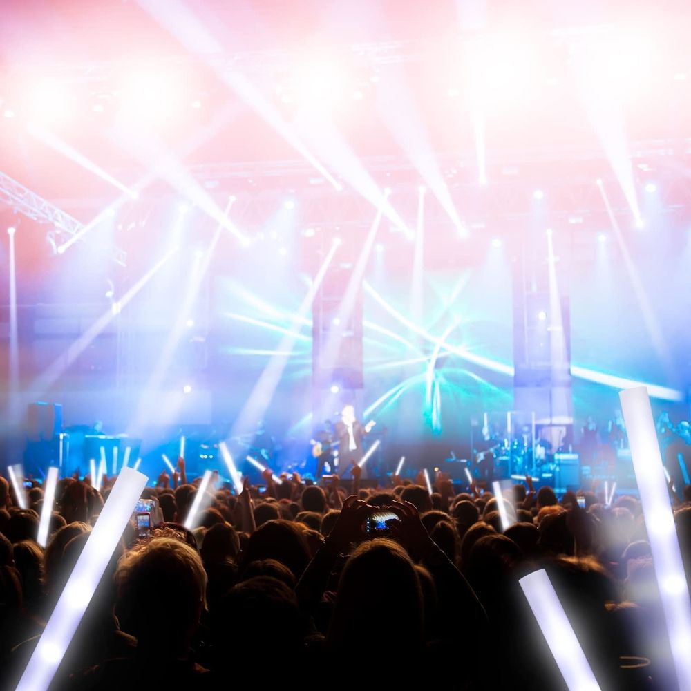 24 Pcs LED Foam Stick Battery Powered Light up Glow in the Dark Foam Light Sticks 18 inch Glow Wands for Wedding, Birthday, Rave, Concert, Camping, Festival (White)