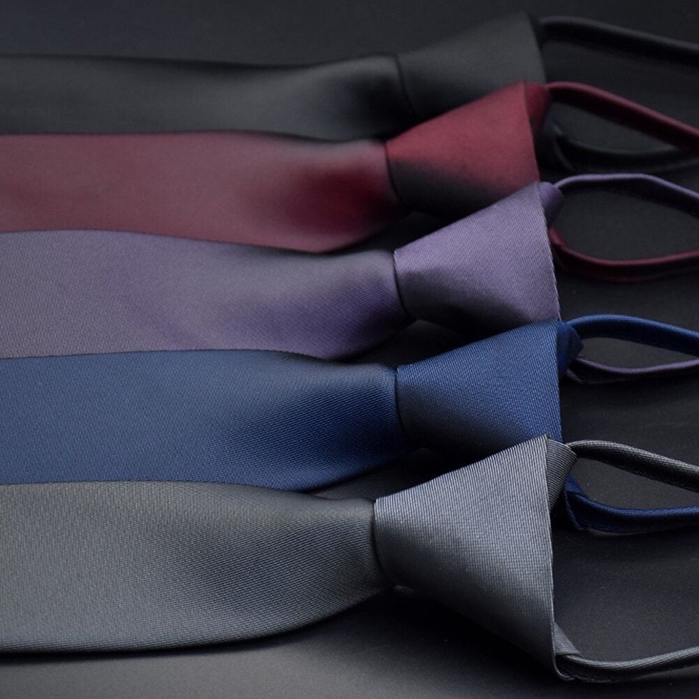 Slim Zipper Neck Tie for Men Formal Tie for Wedding Graduation and Celebration Events