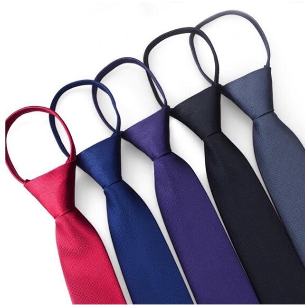Slim Zipper Neck Tie for Men Formal Tie for Wedding Graduation and Celebration Events