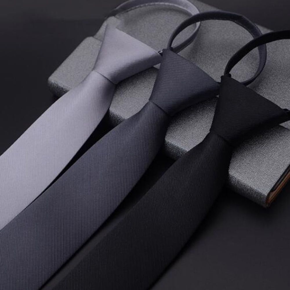 Slim Zipper Neck Tie for Men Formal Tie for Wedding Graduation and Celebration Events