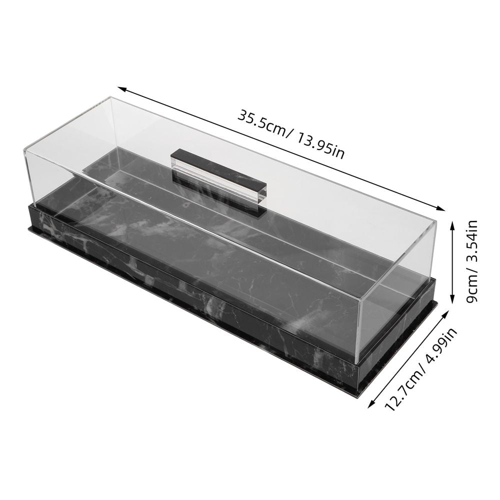 Rectangular Acrylic Cake Stand with Dome Cover and Marble Base Clear Dessert Display