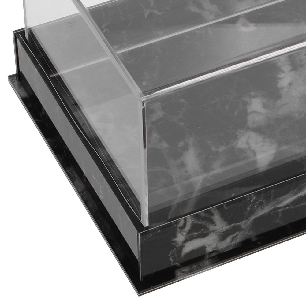 Rectangular Acrylic Cake Stand with Dome Cover and Marble Base Clear Dessert Display