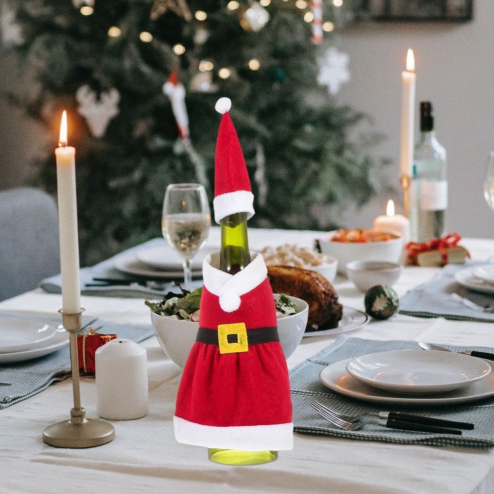 Adorable Red Santa Bottle Decors for Christmas Protection Use 2Pcs