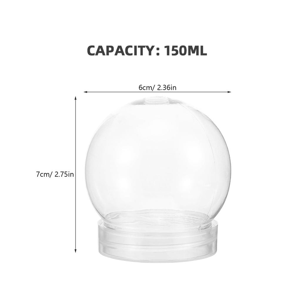 7-Piece Clear Plastic Snow Globe Set with Screw-Off Caps for Custom Crafts, Christmas Ornaments, & Holiday Decorations