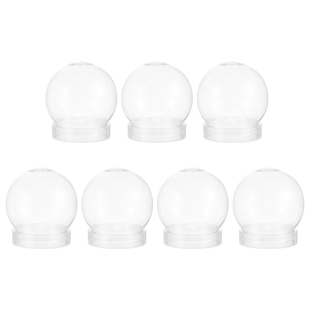 7-Piece Clear Plastic Snow Globe Set with Screw-Off Caps for Custom Crafts, Christmas Ornaments, & Holiday Decorations