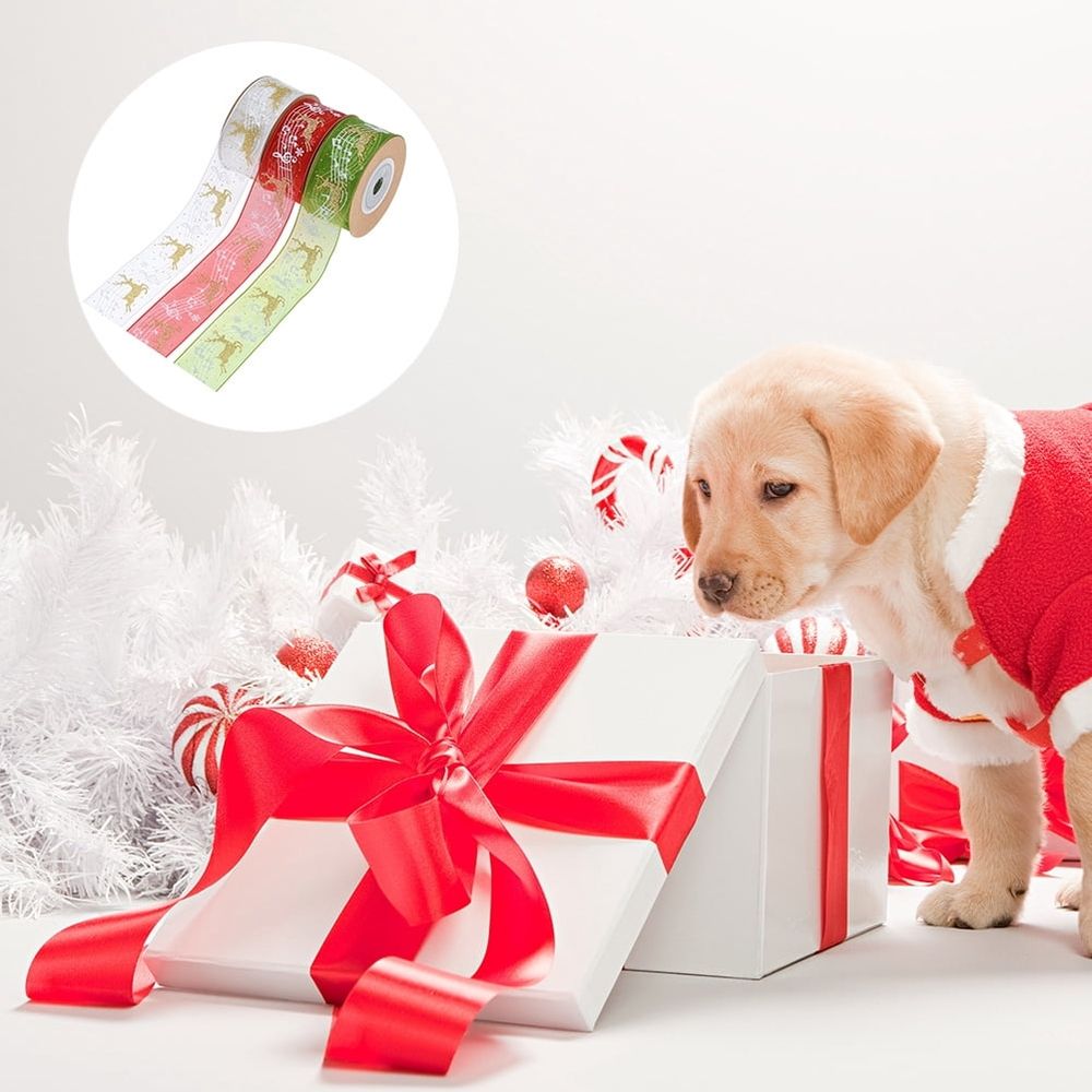 3pcs Christmas Polyester Ribbon for Boxes and Cakes Fashionable