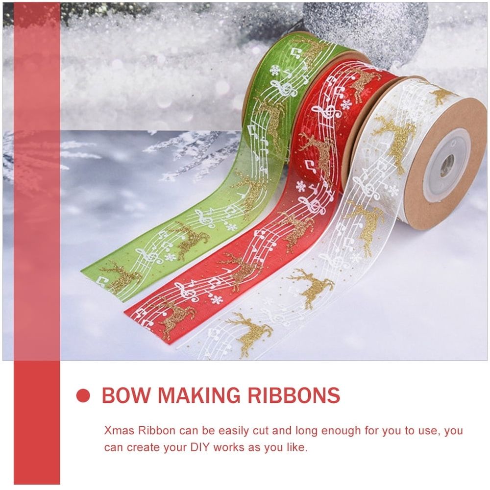 3pcs Christmas Polyester Ribbon for Boxes and Cakes Fashionable