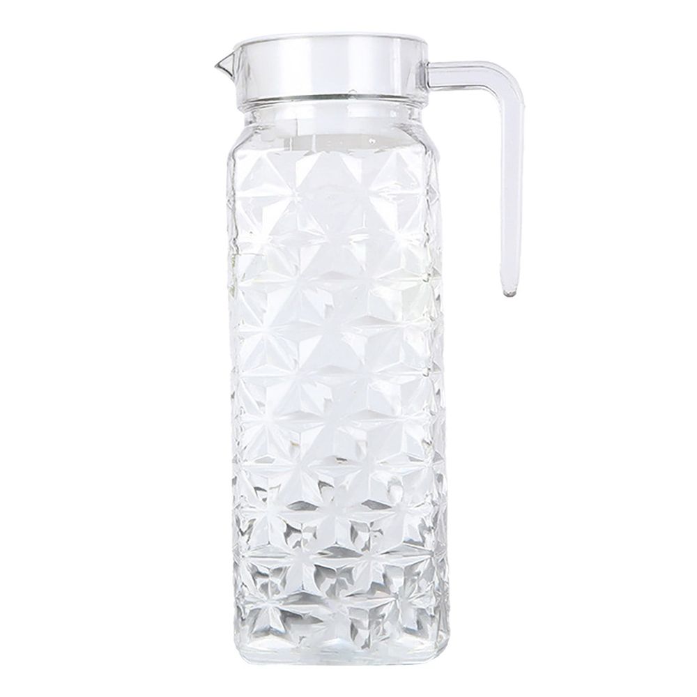 1.1L Plastic Pitcher with Lid Large Clear Water Carafe Jug Ice Tea Pitcher Lemonade Juice Beverage Jar, Ideal for Water, Juice & Fridge Storage