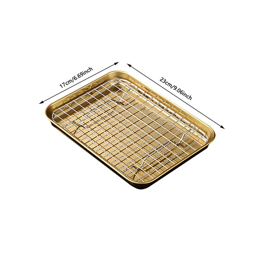 Baking trays & trays   ,1 Set Stainless Stel Bakeware Rectangular Tray Food Storage Tray App Etizer Plates Flat Bottom Baking Pan Cool Ing Rack Baking Dish Drying Rack Kitchen Su