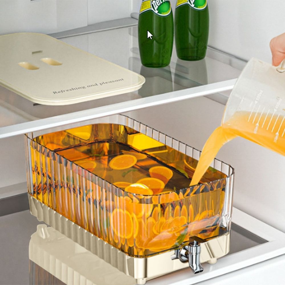 Food Storage under $20,Lemon Water Cooler Bucket With Faucet Ice Fruit Box Plastic Drink Maker With Faucet 1 Gallon 34 L Refrigerator Cold Kettle With Faucet 1 Piece