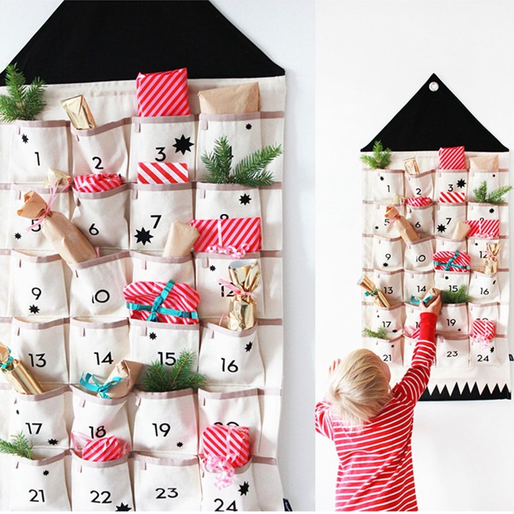 Home textile storage,Calendar Fabric Christmas Pockets Christmas To Ornaments 24 Housekeeping Organizers