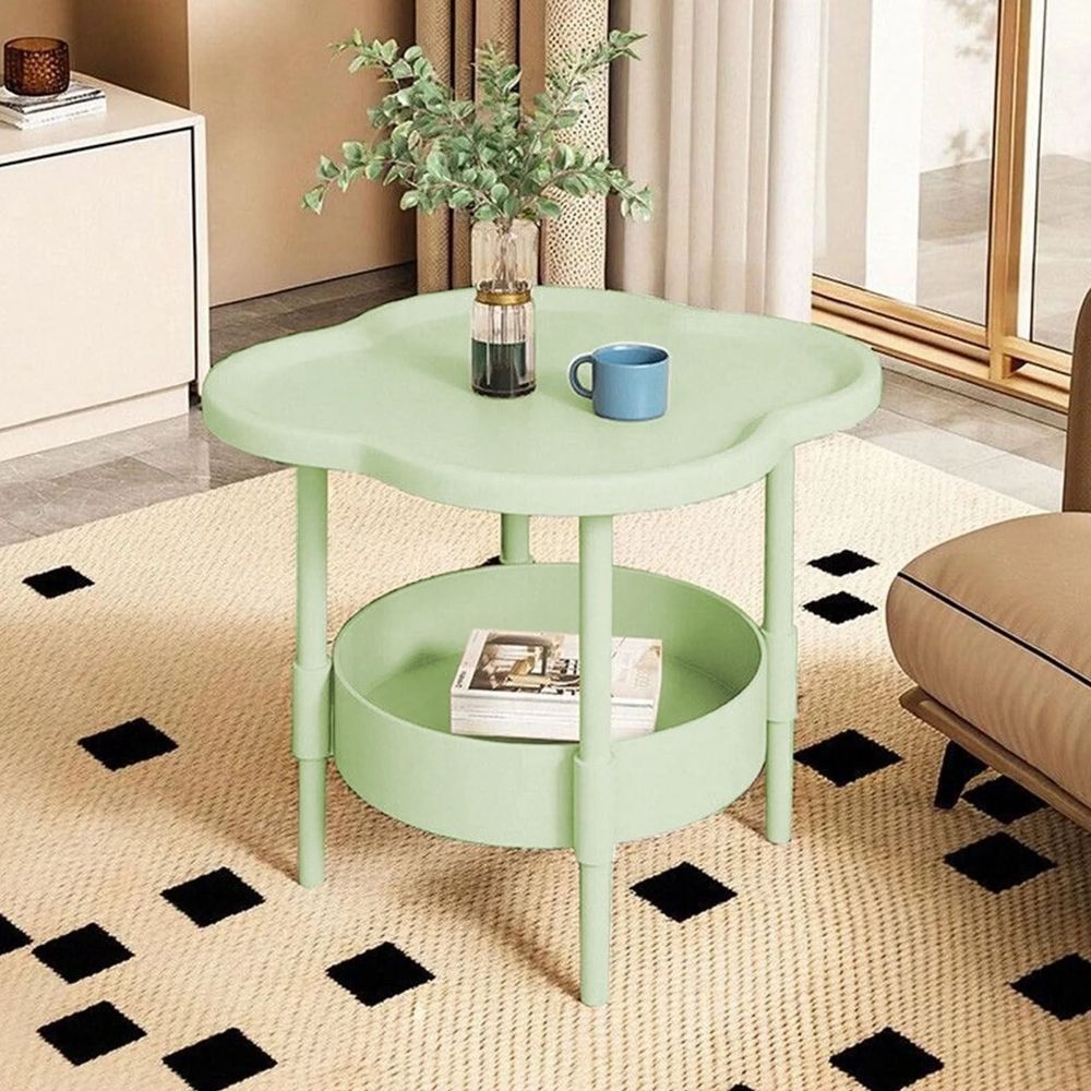 2 Tier Side Table, End Table Side Table Waterproof Small Sofa Coffee, Side Tables Bedroom Indoor Outdoor with Removable Tray for Living Room Bedroom Balcony and Office, Easy to Assemble