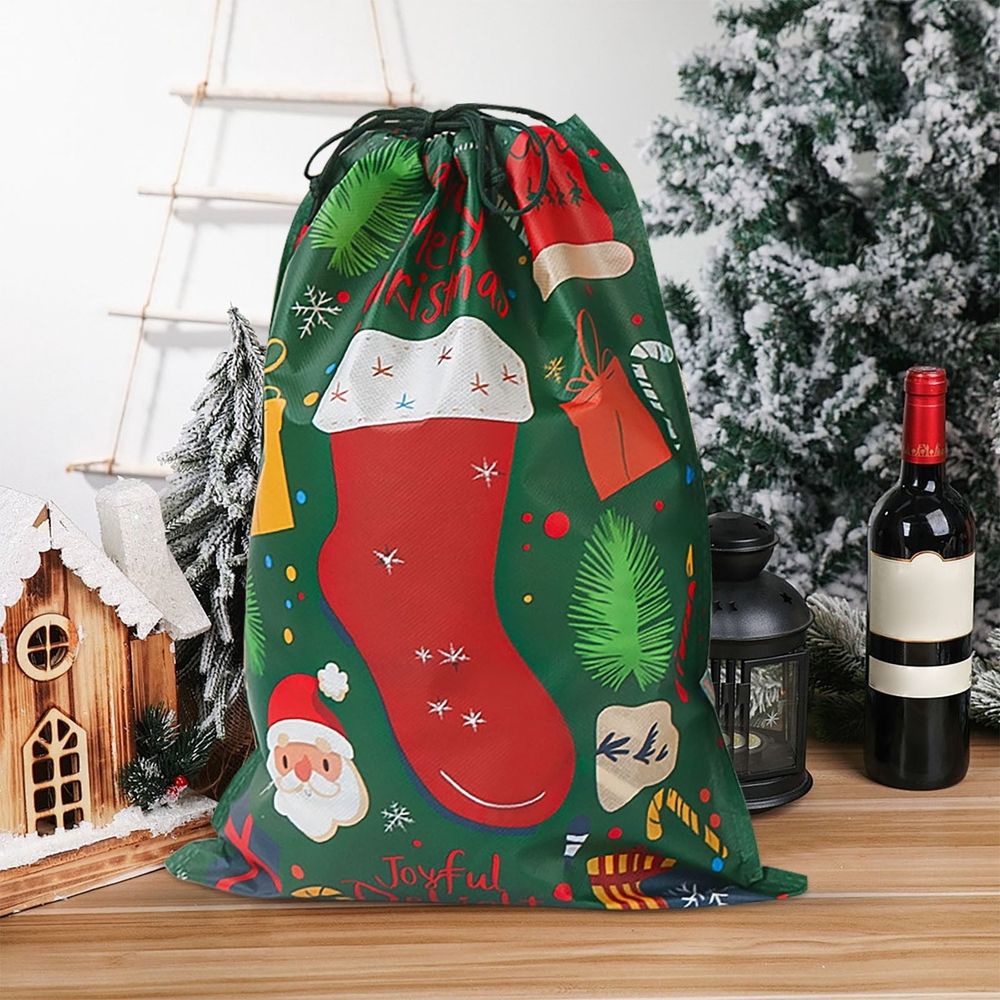 1PCS Christmas Gift Bags Assorted Sizes Bulk, Holiday Gift Bags with Tags, Large Medium Small Xmas Gifts Bag, Fabric Christmas Wrapping Bags Drawstring Gifts Bag for Presents Party Favors Sack