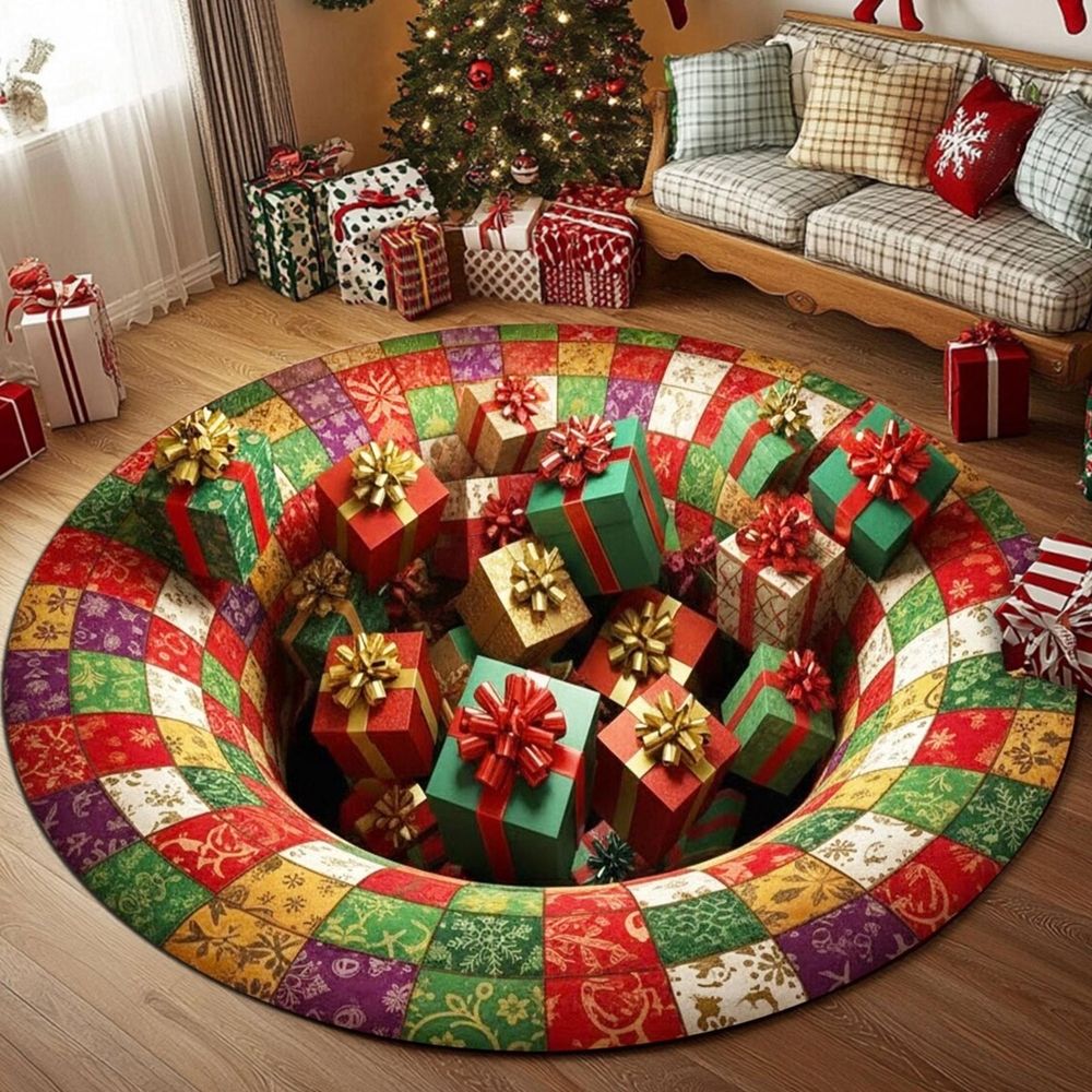 Area Rugs,3D Stereo Christmas Round Carpet Christmas Tree Snowman Holiday Scene Mat Non Christmas Decorative Rug For Living Room And Bedroom