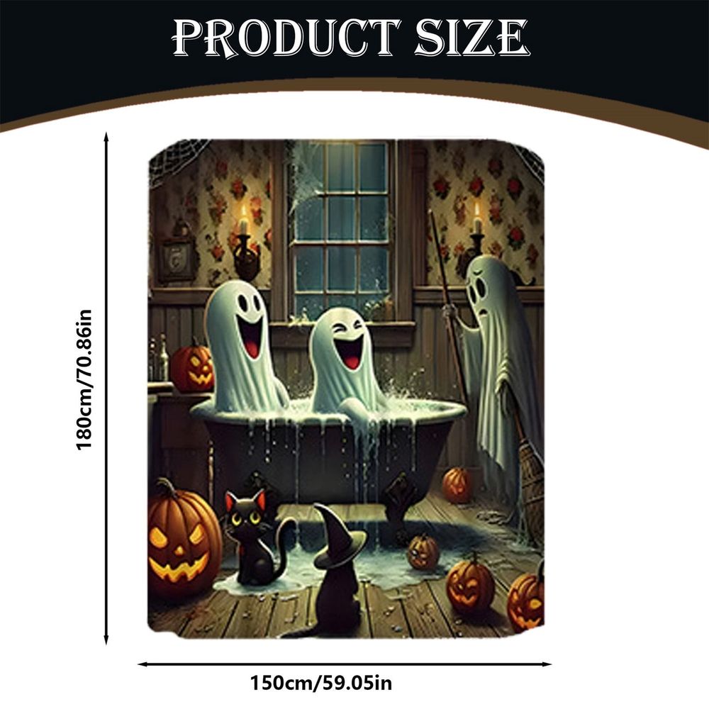 Shower curtain,Halloween Shower Curtain Set Halloween Bathroom Curtain Set Shower Curtain Pumpkin Shower Curtain Set With Non Slip Rugs Toilet Lid Cover And Bath Mat