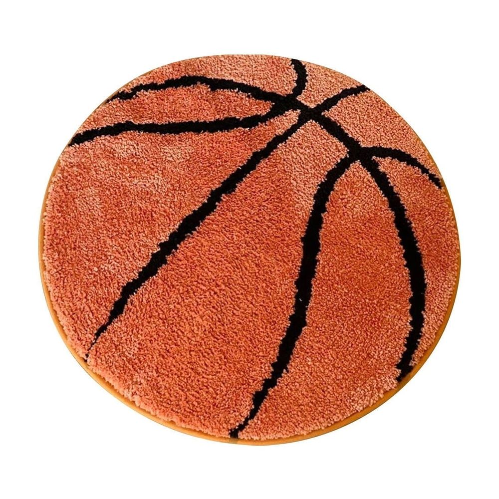 Basketball Rug, Soft and Comfy Sports Themed Round Area Rugs Bedroom Living Room Carpet Kitchen Mat Bath Rugs for Bathroom, Basketball Themed Room Decor for Kids Bedroom Men Cave(40*40cm)