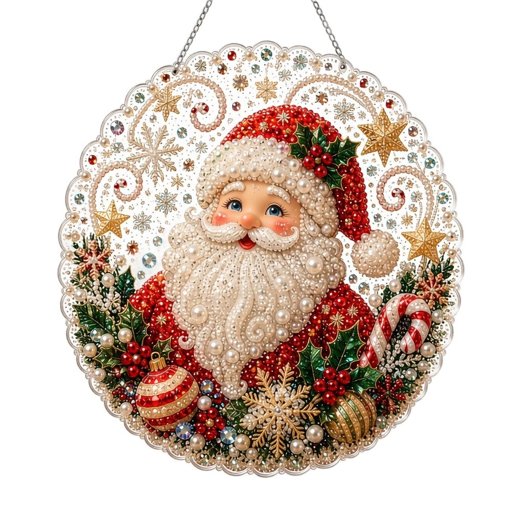 Christmas Pearl Diamond Art Hanging Ornament Kit, Premium 3D Pearl Christmas Wall Art Kit, DIY Holiday Diamond Painting Craft for Adults, Christmas Tree Design, Seasonal Home Decor Gift A