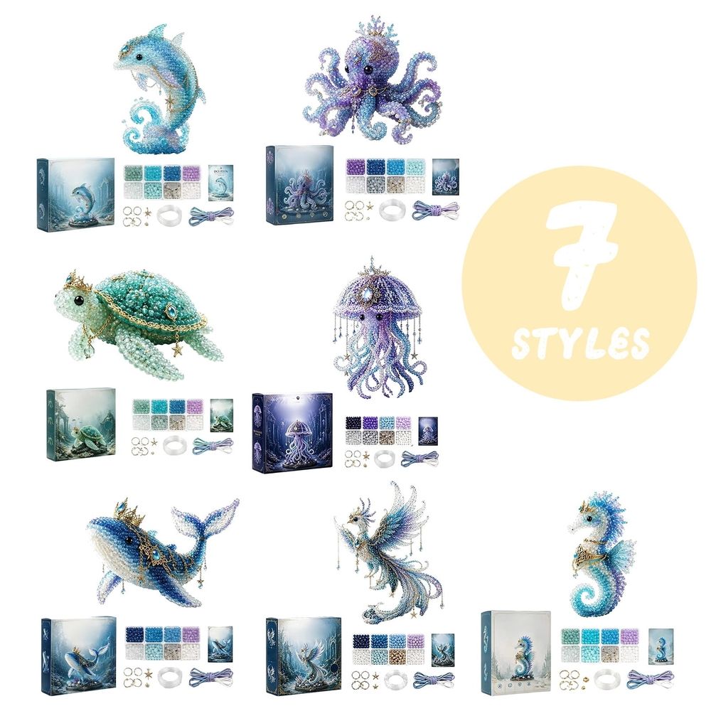 3D Beaded Faith Animals Making Kit, DIY Animal Beading Craft Set, Relaxing Art Activity for Adults & Crafters