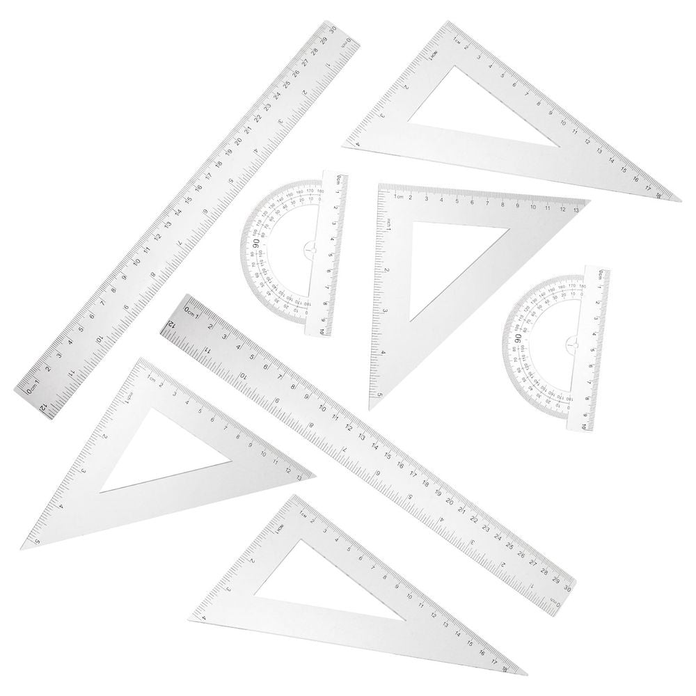 2 Sets Geometry Tool Protractor Triangular Ruler Math Measuring School Work