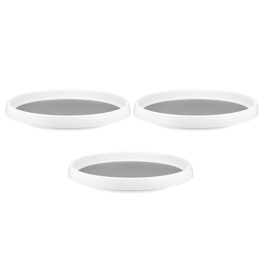 White Rotating Spice Rack Kitchen Organizer with Non- Base, Large Capacity 30cm Plastic Turntable