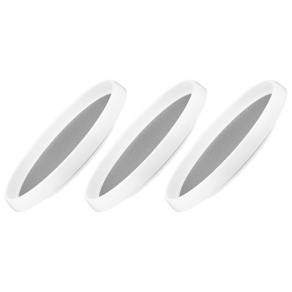 White Rotating Spice Rack Kitchen Organizer with Non- Base, Large Capacity 30cm Plastic Turntable