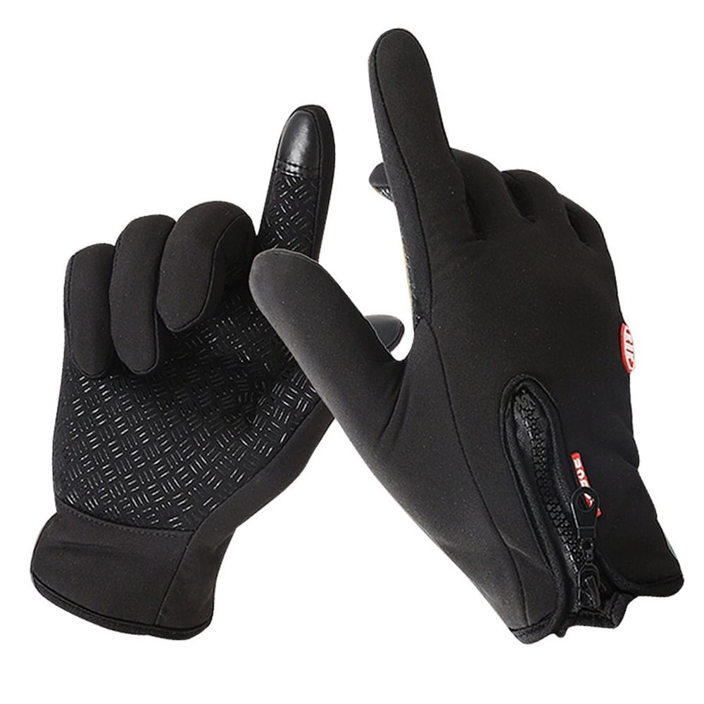 Black Touchscreen Gloves with Warm Fleece Lining and Non- Grip for Winter Outdoor Use