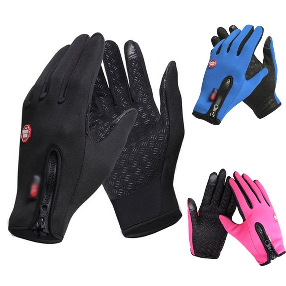 Black Touchscreen Gloves with Warm Fleece Lining and Non- Grip for Winter Outdoor Use