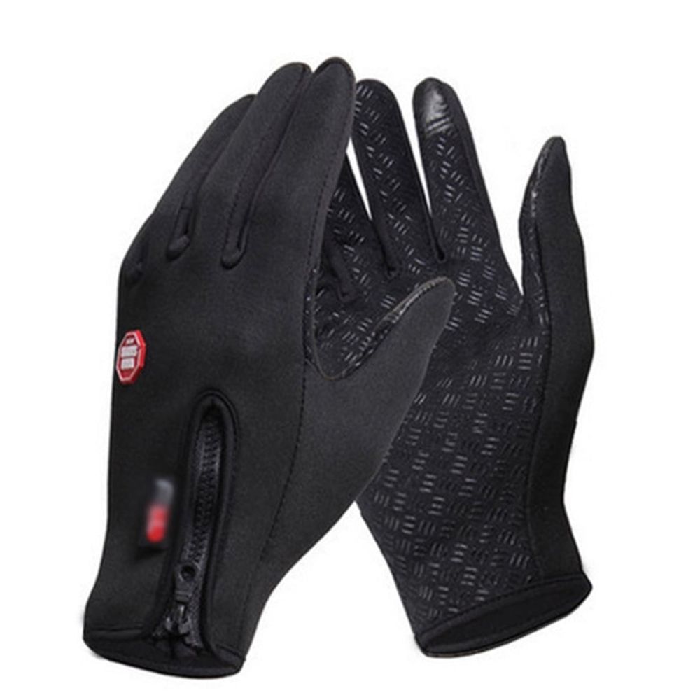 Black Touchscreen Gloves with Warm Fleece Lining and Non- Grip for Winter Outdoor Use