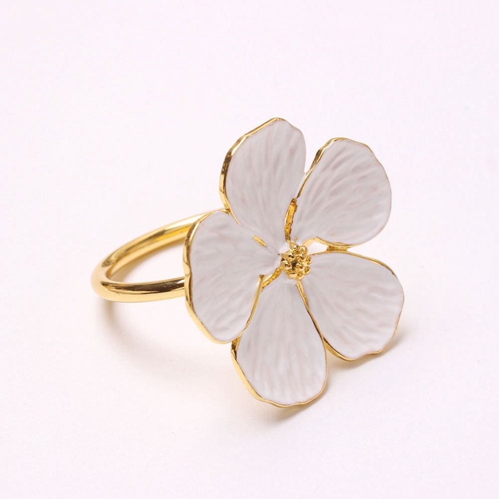 Flower Shape Napkin Holders Elegant Style White Metal for Parties 6Pcs