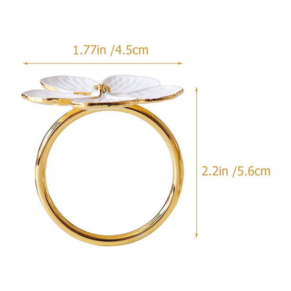 Flower Shape Napkin Holders Elegant Style White Metal for Parties 6Pcs