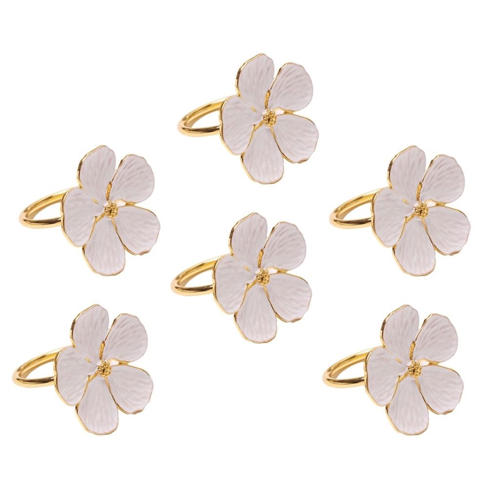 Flower Shape Napkin Holders Elegant Style White Metal for Parties 6Pcs