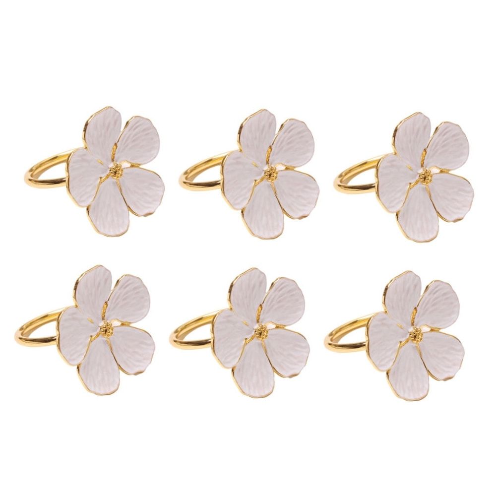 Flower Shape Napkin Holders Elegant Style White Metal for Parties 6Pcs