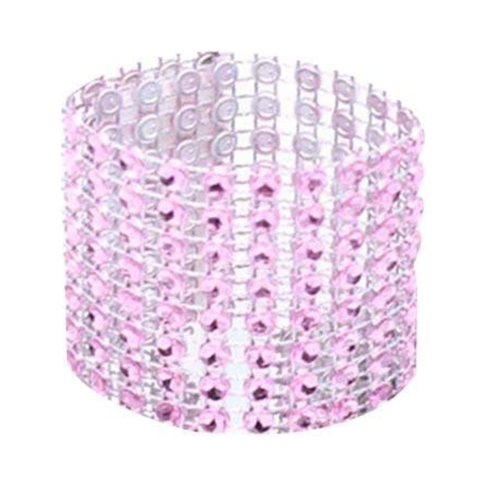 50pcs Pink Napkin Rings for Party Use Plastic Wedding Dinner Table Decoration with Rhinestones 2.5cm
