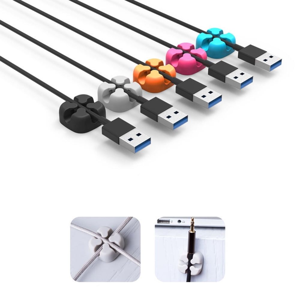 Silicone Cable Organizer 5-Pack Wire Winder for Desk and Home, Cord Management Solution