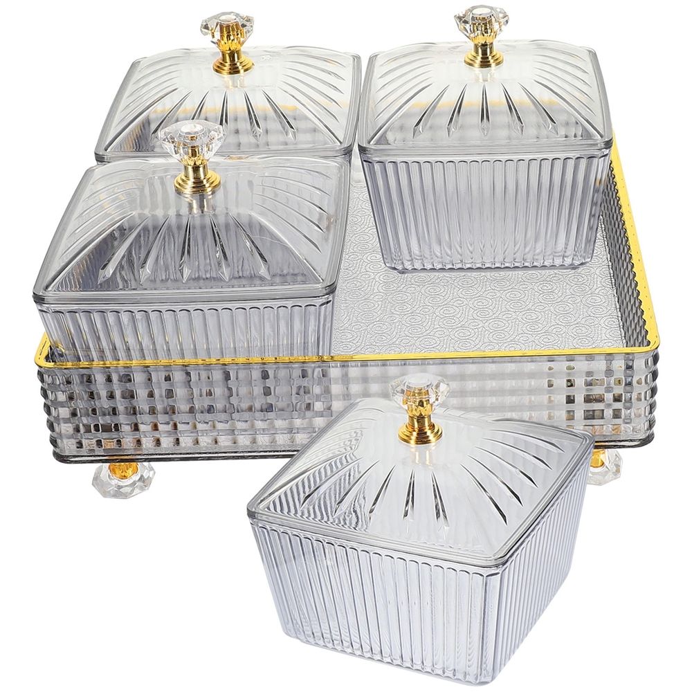 Divided Serving Tray with Lid Fruit Dish Snack Organizer Baby Grey