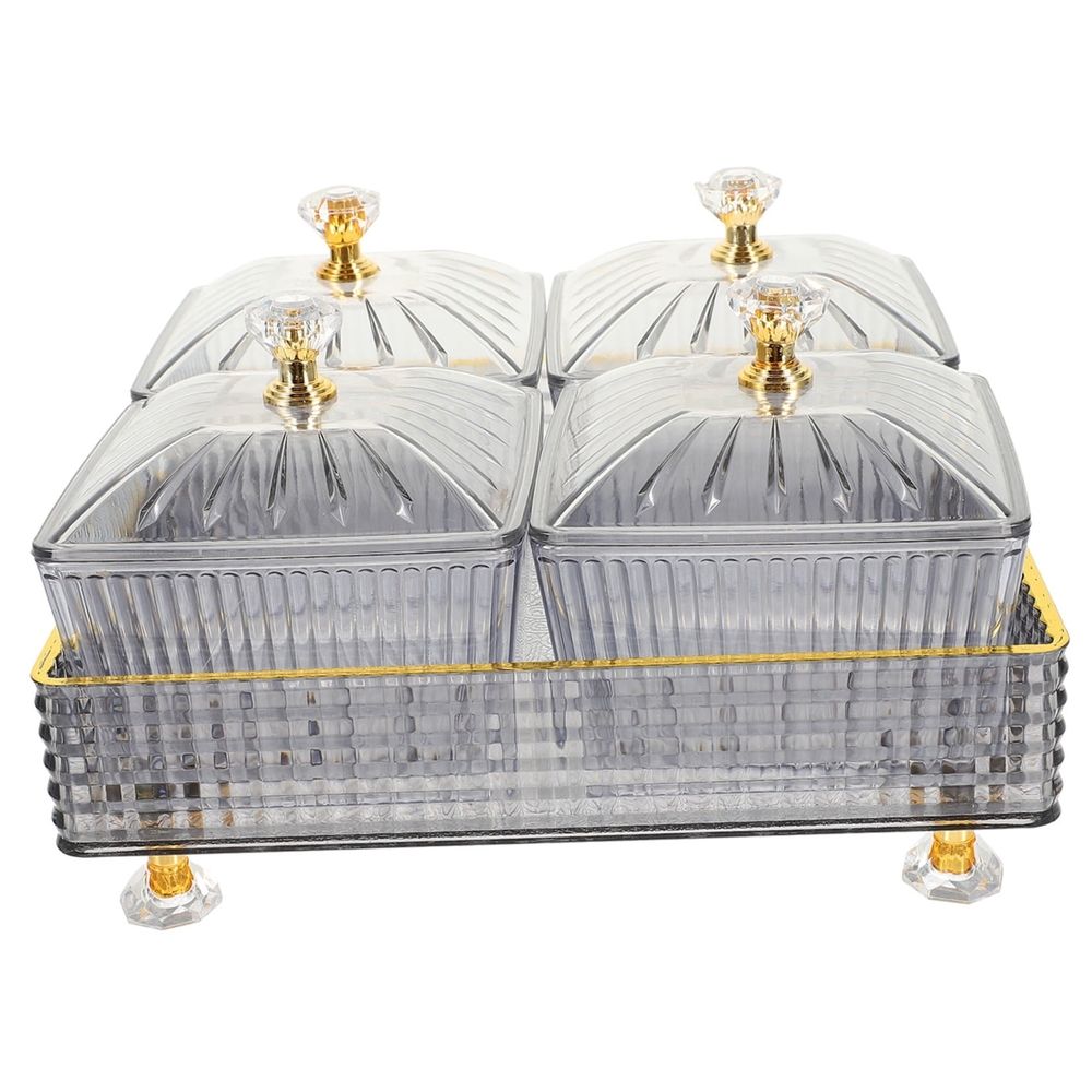 Divided Serving Tray with Lid Fruit Dish Snack Organizer Baby Grey