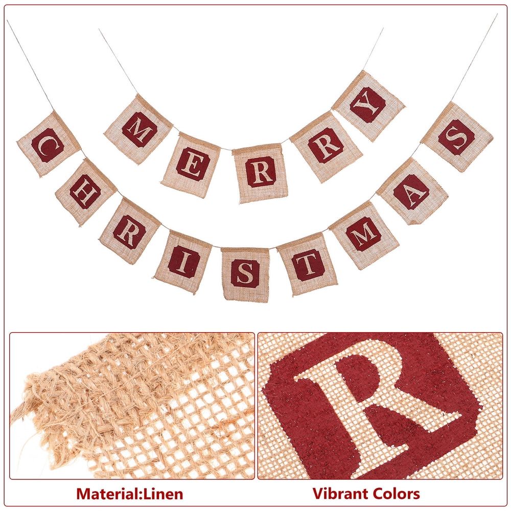 Merry Christmas  Brown Linen Fabric for Indoor and Outdoor Holiday Decor