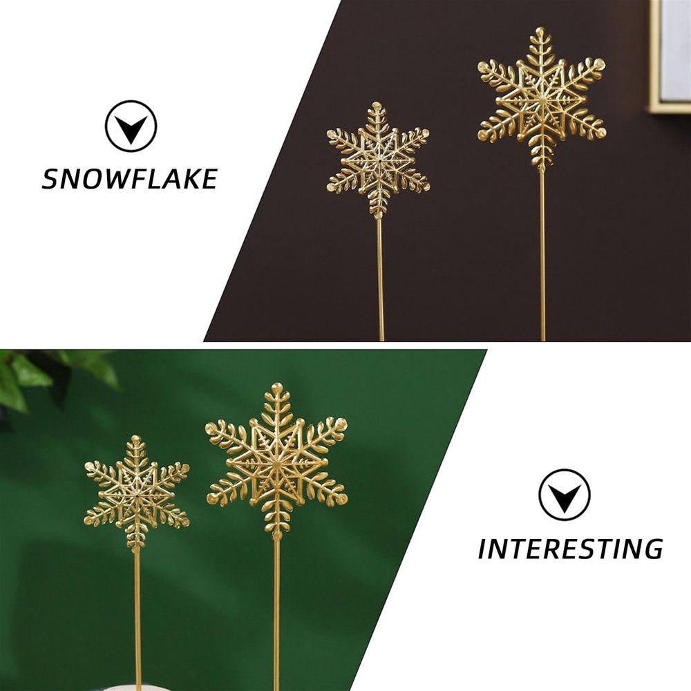 Set of 2 Golden Ornaments Iron Art Christmas Decorations for Desktop and Home Holiday Decor